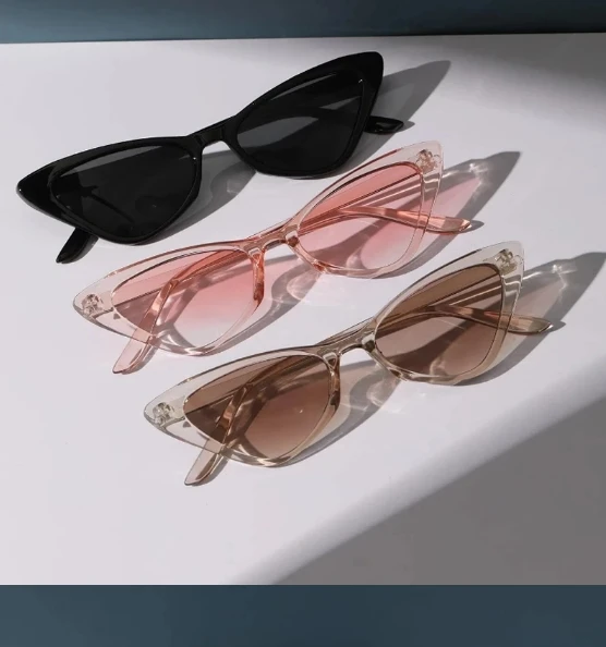 3 Paar pro Set kleine Cat Eye Sonnenbrille Frauen niedlichen Skinny Cat Eye Brillen Retro Vintage schmale Cateye Sonnenbrille Set
