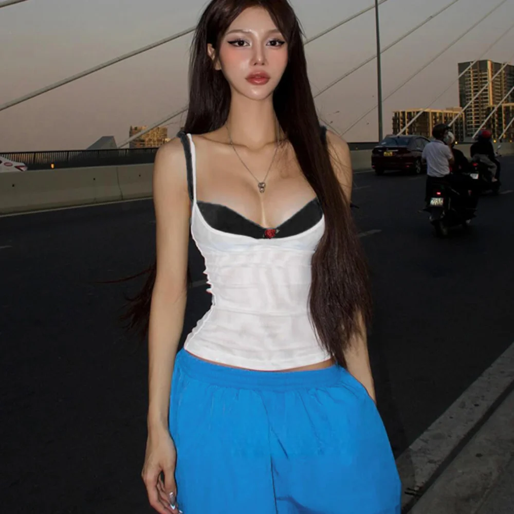 2024 Summer New Street Style Casual Matching Color Small Halter Vest Top