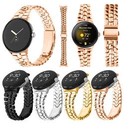 For Google Pixel Watch 4 3 2 1 Straps Stainless Steel Slim Three-Beads band Women Men Watchband for Pixel Watch 2 Bracelet