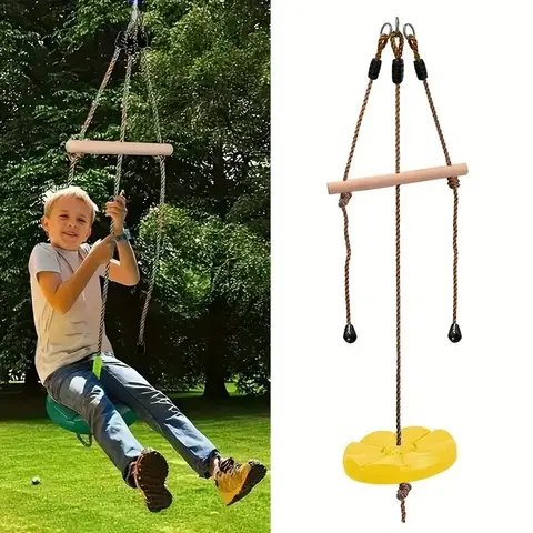 Children's Disc Swings Monkey Pole Petal Shaped Swings Indoor Outdoor Backyard Toys Plastic Disc Swings Kids' Exercise Equipment