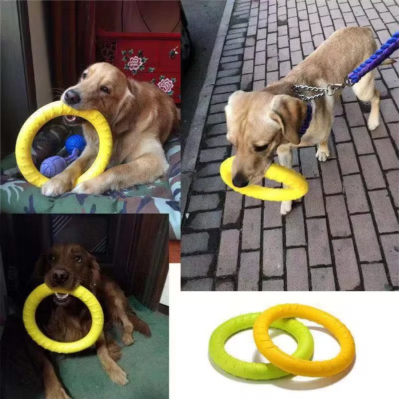 Juguetes para perros, disco volador para mascotas, anillo de entrenamiento, extractor, antimordedura, suministros interactivos flotantes, juguetes para perros, masticar agresivo, día de perro de felpa