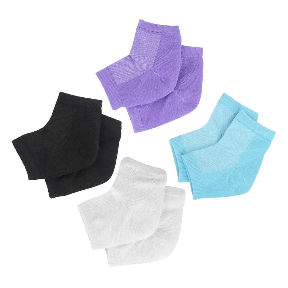 

4 Pairs Heel Socks Cracking Preventing Gel Covers for Dry Feet Comfortable Breathable Foot Protectors Silicone Pads Moisture