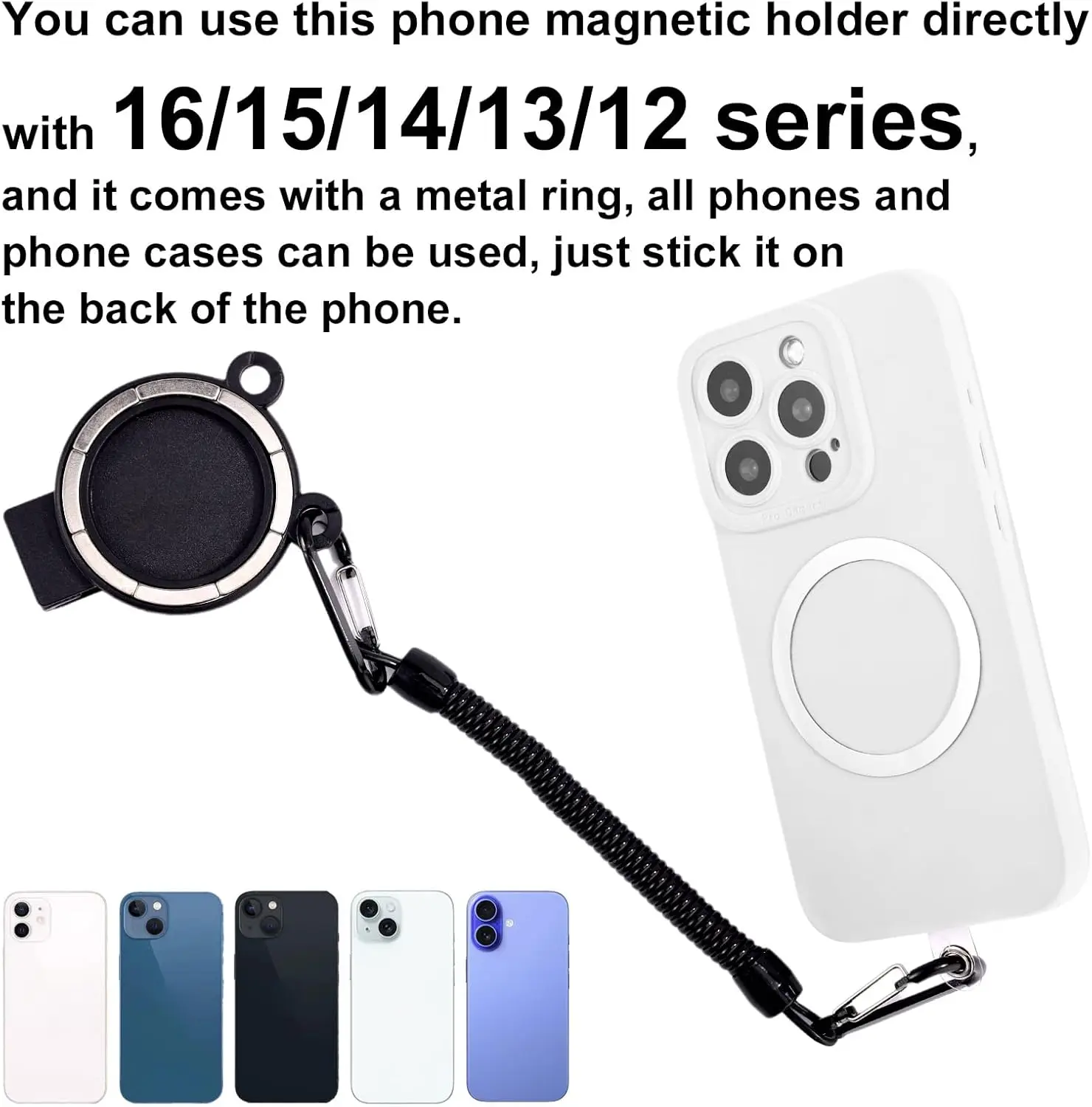 Uchwyt na pasek magnetyczny uchwyt na telefon komórkowy z klipsem do plecaka z metalowym haczykiem na sprężyny do iPhone akcesoria Magsafe