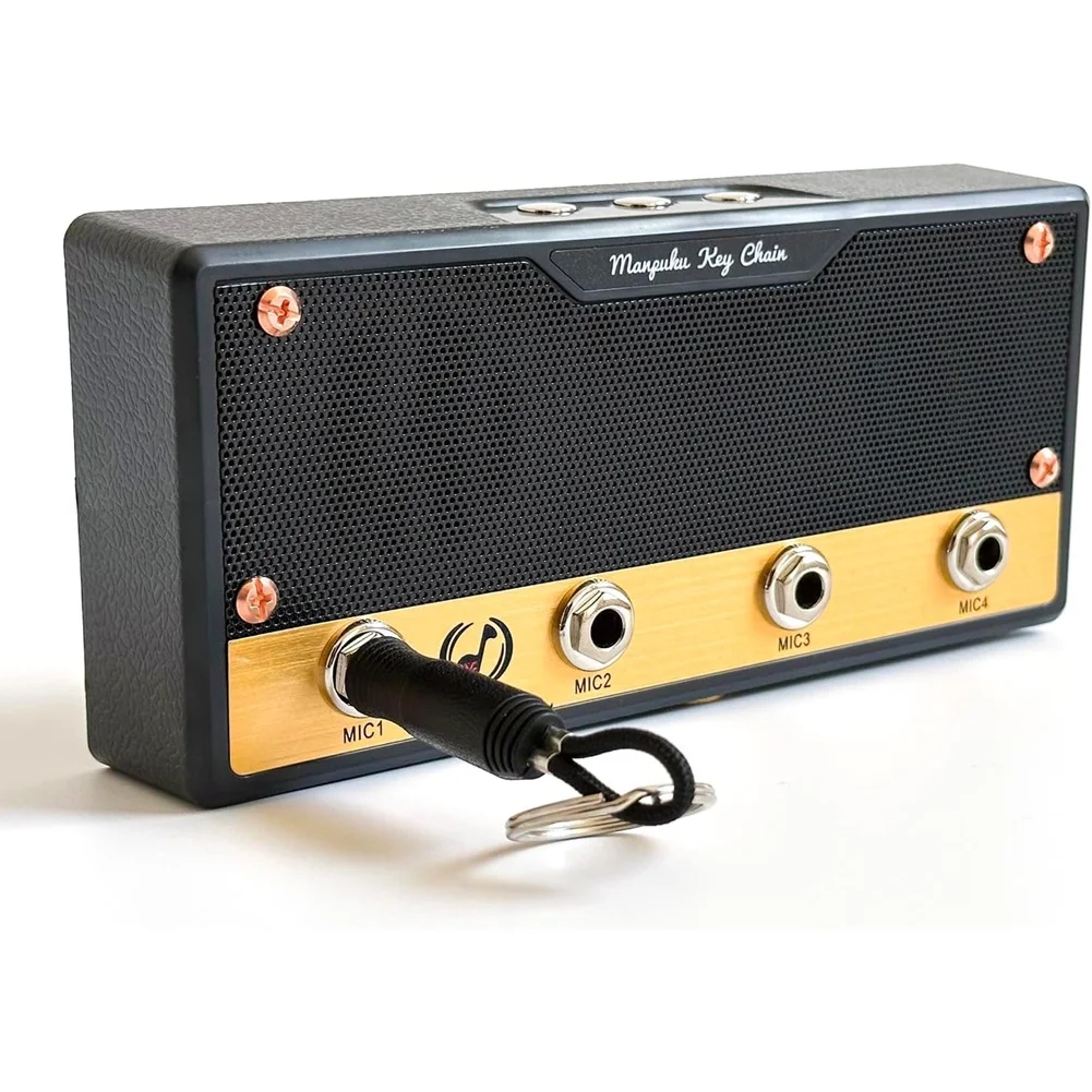 ABJI-Wall Mounted Guitar Amplifier Style Key Hanger With Speaker Design And 4 Amp Plugs, Ideal Gift For Musicians Key Chain Hold
