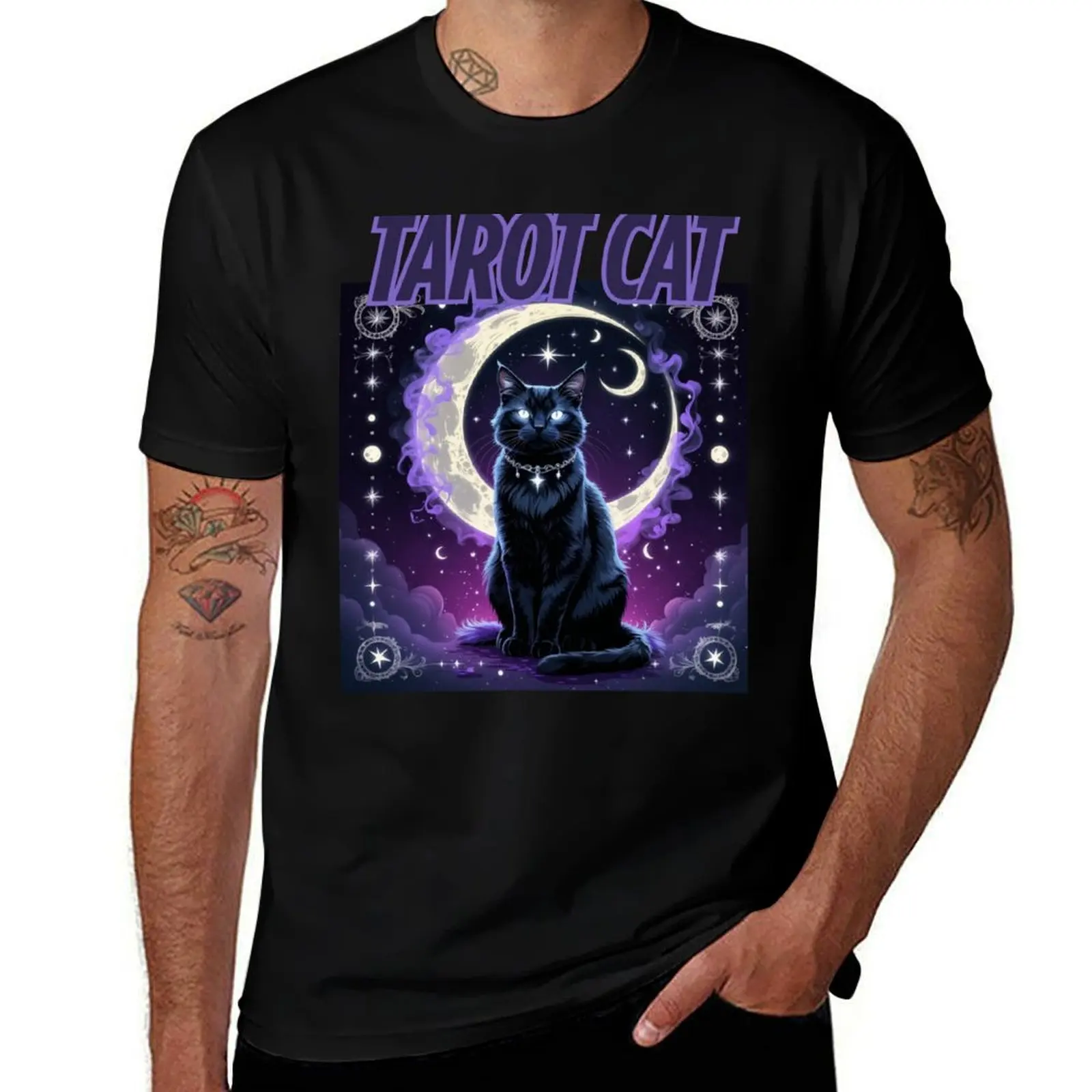 

Celestial Tarot Cat – The Moon Card Reimagined T-Shirt baggy shirts basketball graphic tees t shirts men