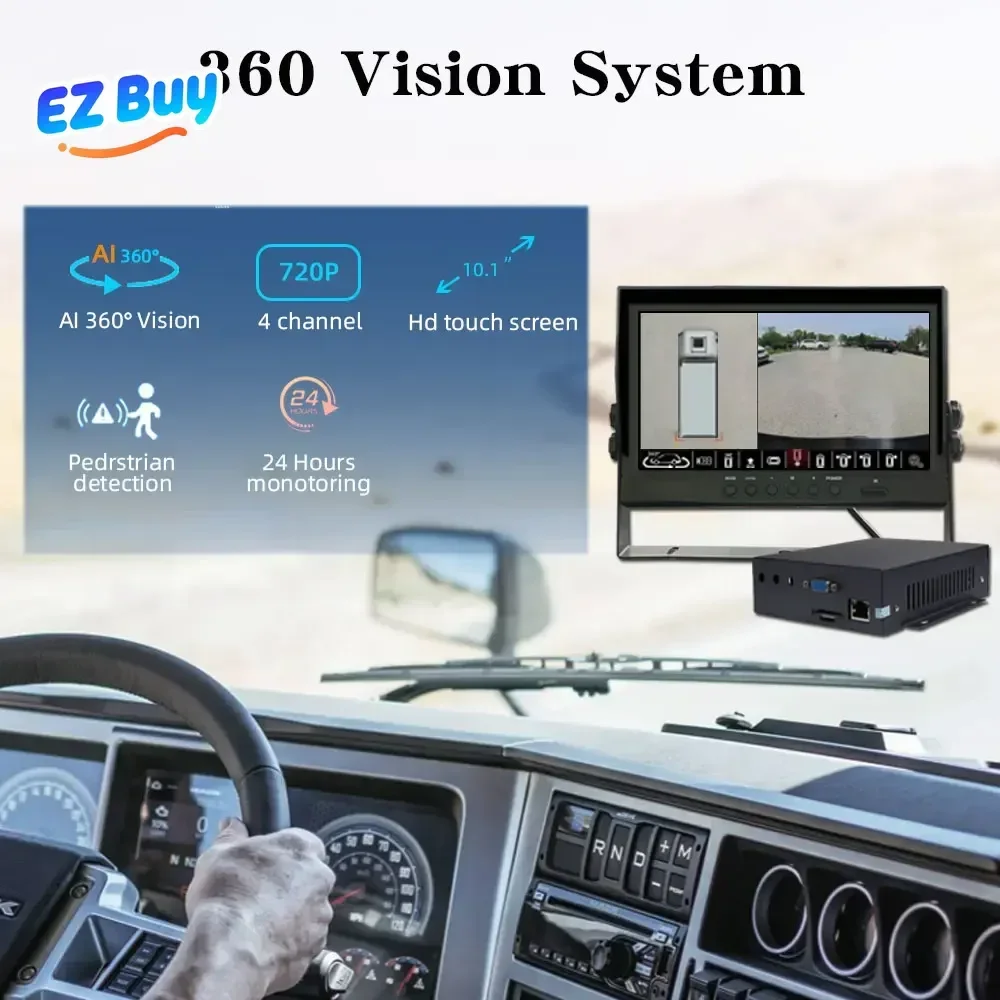2025/Waterproof 1080p 4 Channel Bird Eye View 360 Car For Truck Heavy Long Haul Vehicle With Ai Alarm Collision