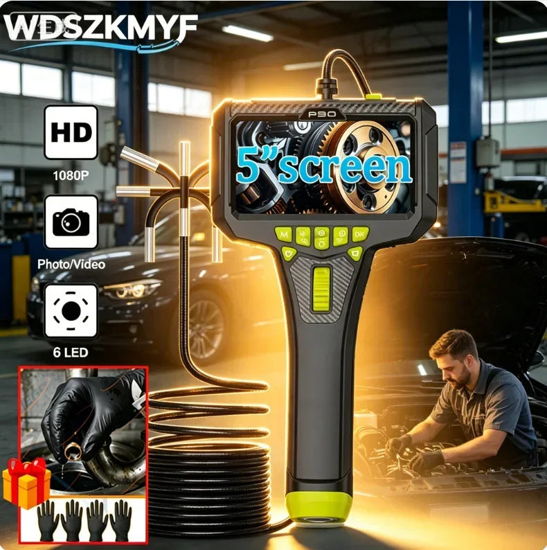 

6mm Mini Lens 5 Inch Display Endoscope 360° Rotatable View IP67 Waterproof Industrial Borescope For Home Industrial Checking
