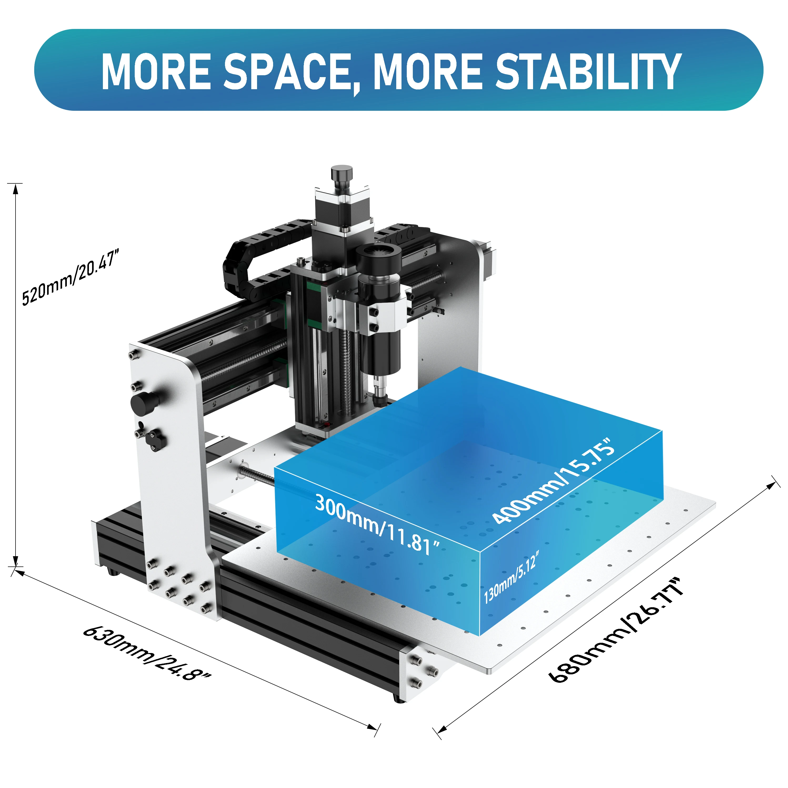 AnoleX CNC Router 4030-Evo Ultra with Φ65mm Spindle Clamp, All Metal & Dual Steel Linear Guides & Ball Screws with 500W Spindle