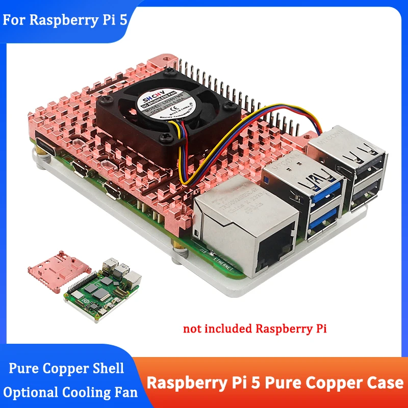 

Raspberry Pi 5 Pure Copper Heatsink Metal Case Passive Cooling Shell 3mm Copper Enclosure for Raspberry Pi 5