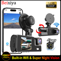 Beixiya 3 Channel Dashcam Front and Rear Inside 1080P Wifi Car Camera DVR Auto Dash Cam Automovil with Super Night Vision