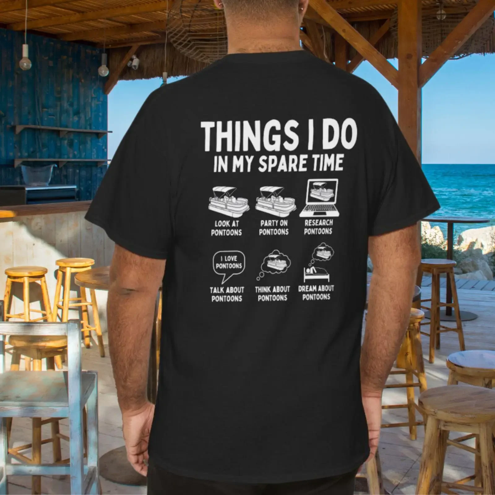 Funny Things I Do In My Spare Time Pontoon Boat T Shirt Captain Boating for Him Summer Lake Party Casual vintage Washed
