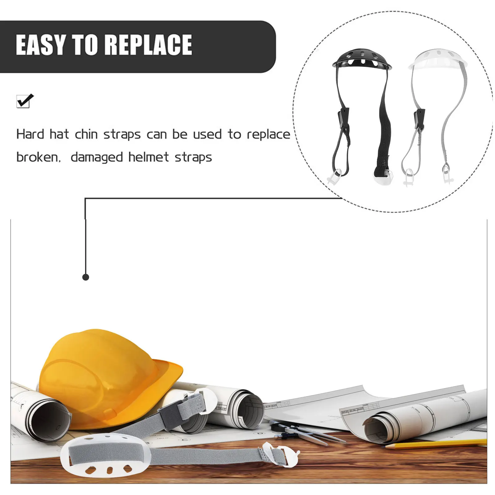 

2pcs Hard Hat Chin High-Grade Durable Adjustable Strap Professional Wear-Resistant Accessories