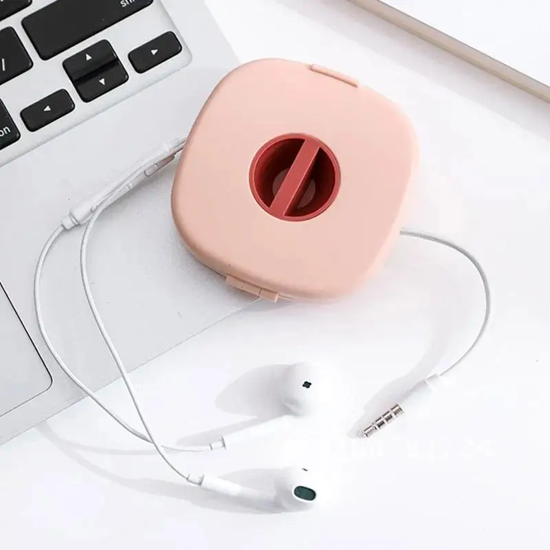 

Cables Holder Rotatable Earphone Winder USB Cord Mobile Phone Data Cable Charger Wire Storage Box Reel Hubs Holder Cable Winder