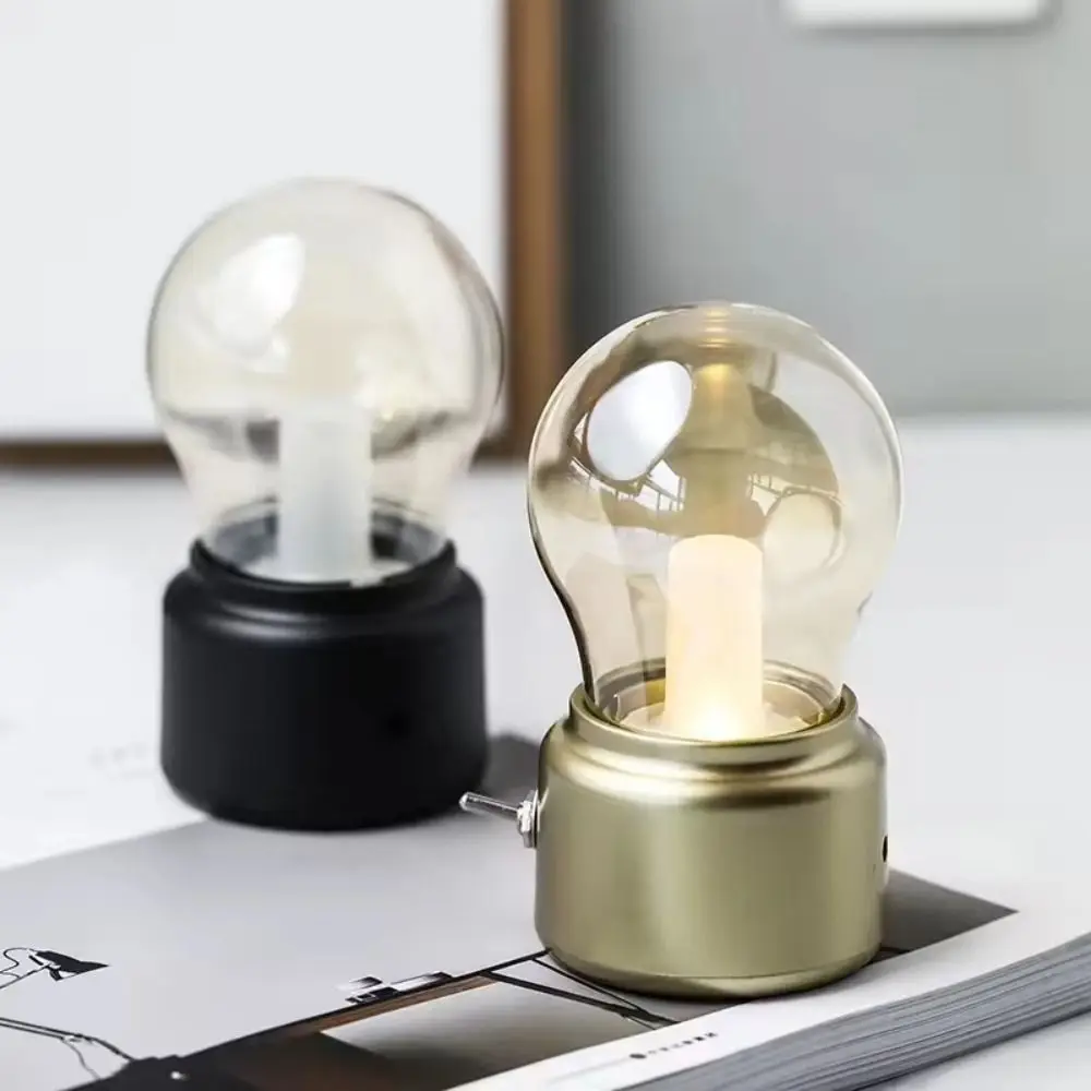 

Fashion Glass Lampshade Night Light Flame Tip Design Eye Care Light Bulb Lemp LED Cordless Operation Desk Lamp Table
