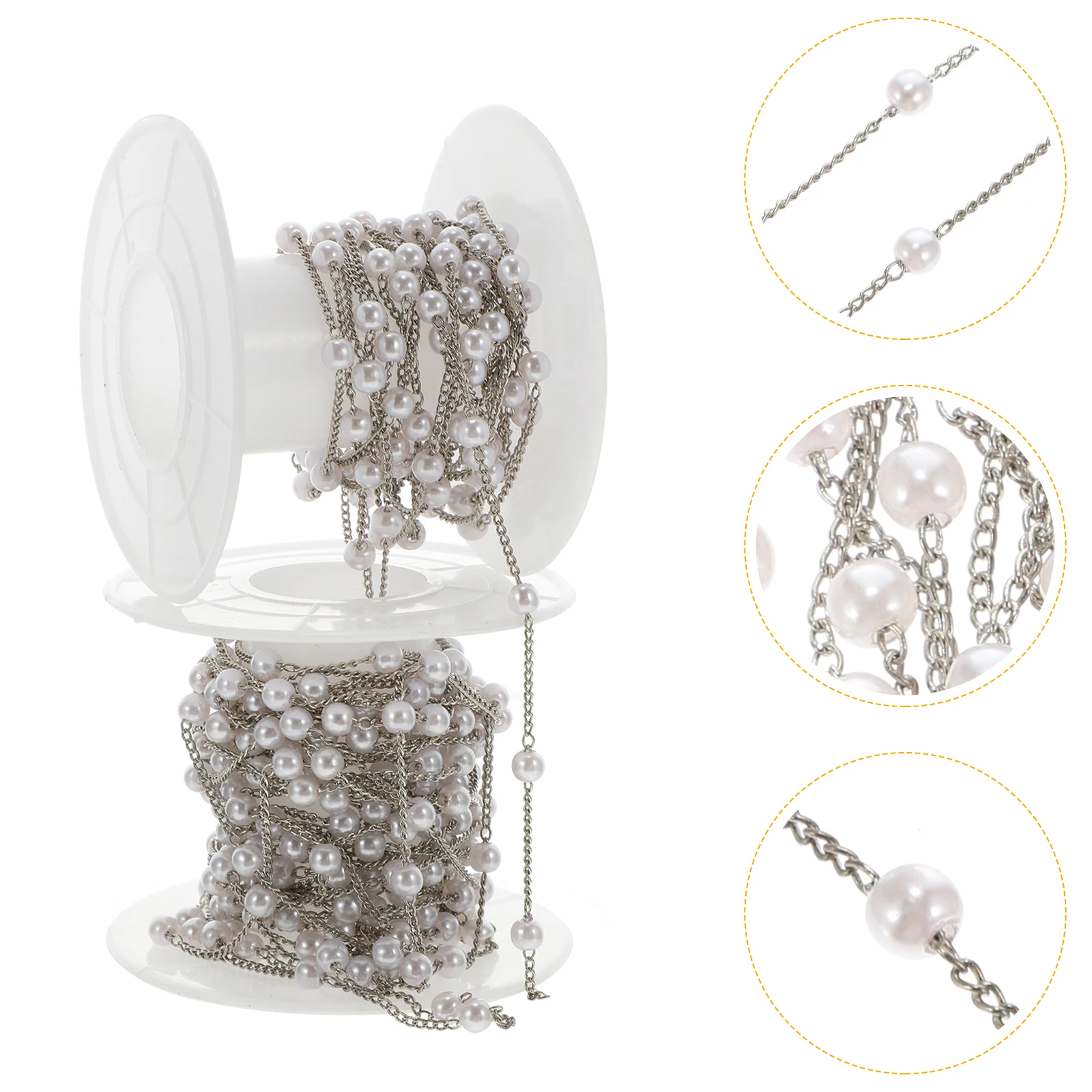 

Pearl Chain DIY Jewelry Making Chains Alloy 5m Roll Artificial Pearl Bead Chains Necklace Bracelet Sweater Mobile Phone Pendants