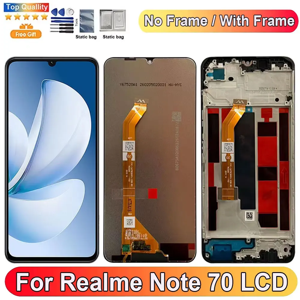 

6.74''For Realme Note 70 LCD Display Screen Touch Panel Digitizer Replacement Parts For Realme Note 70T Screen With Frame