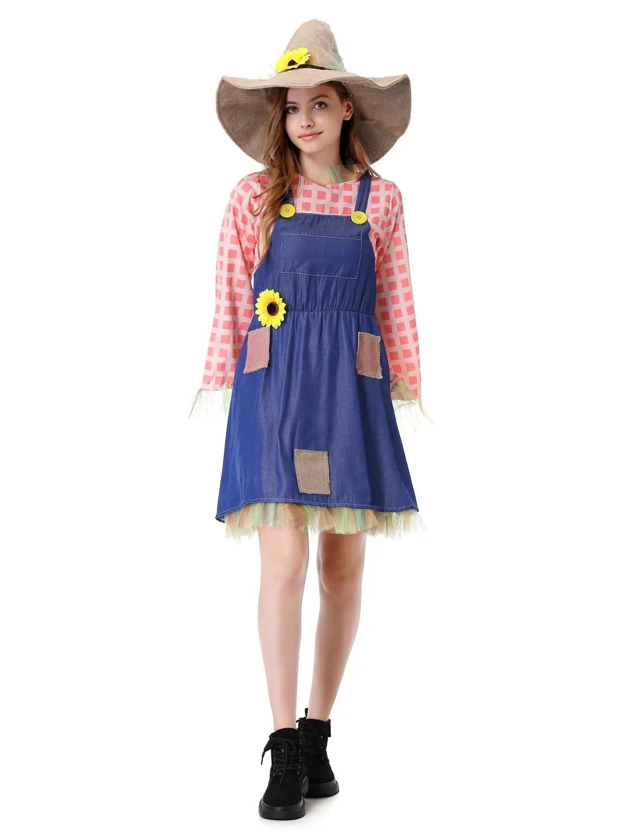 ชุดคอสตูมพ่อมดแห่งออซสำหรับผู้ใหญ่และเด็ก ลายปะติดปะต่อ ผ้าโพลีเอสเตอร์ แบบดั้งเดิมของจีน