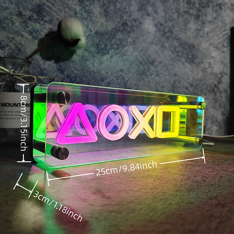 أضواء علامات النيون، مصباح طاولة LED ثلاثي الأبعاد، إضاءة جو مرآة ملونة بألف طبقة، للرياضة الإلكترونية، غرفة النوم، عيد الميلاد، ديكو الحفلات #6