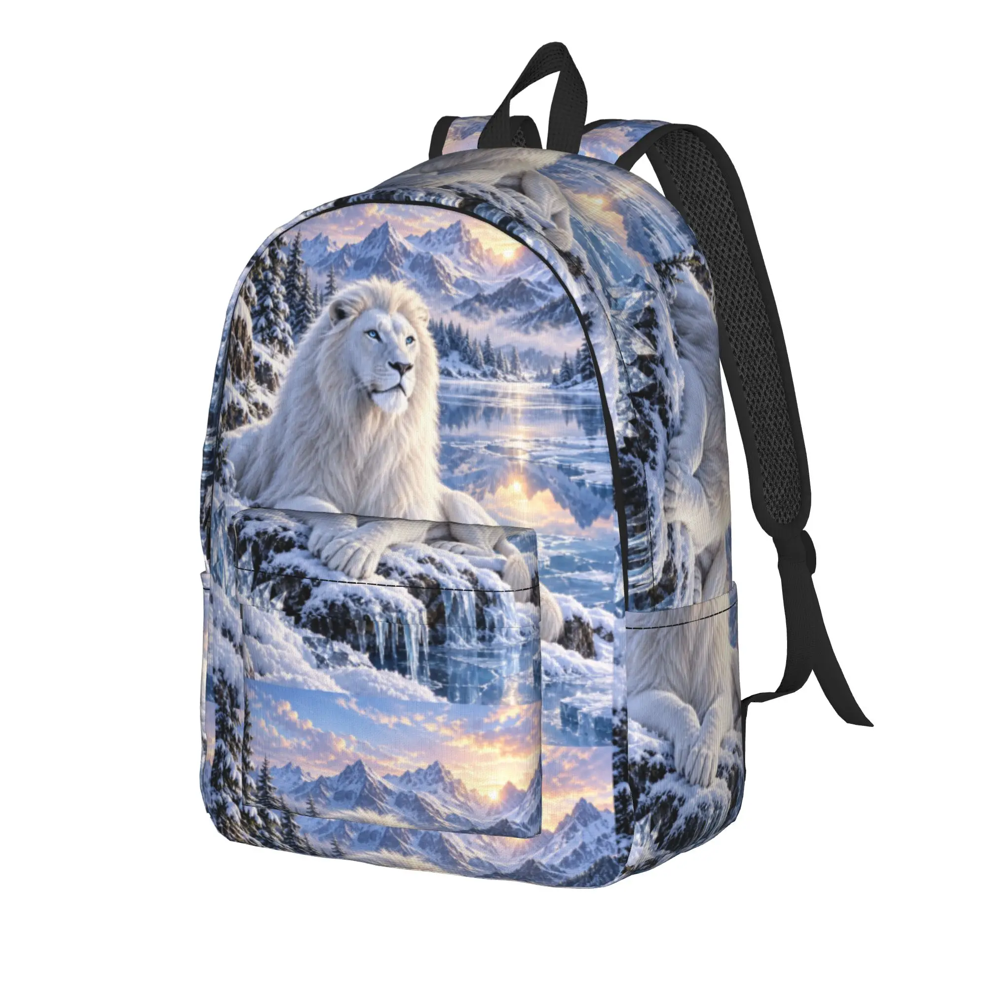 White Lion Single Digital Printed Backpack  Travel Backpacks Girl Style School Bags Colorful Large Rucksack