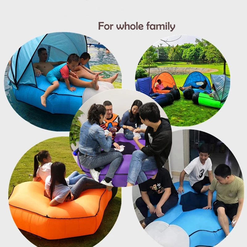 Inflatable Lounger Couch Air Sofa Waterproof Hommock Mattress Camping Sleeping Bag Picnic Beach Couch for Travelling Hiking