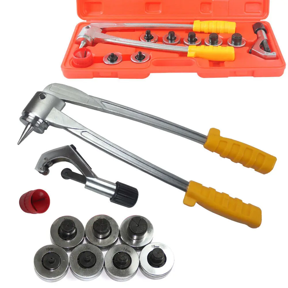 Pipe Expander Tool With Tube Cutter 7 Heads 10-28mm Pipe Crimping Manual Pliers Metal Tube Expansion Tool Kit