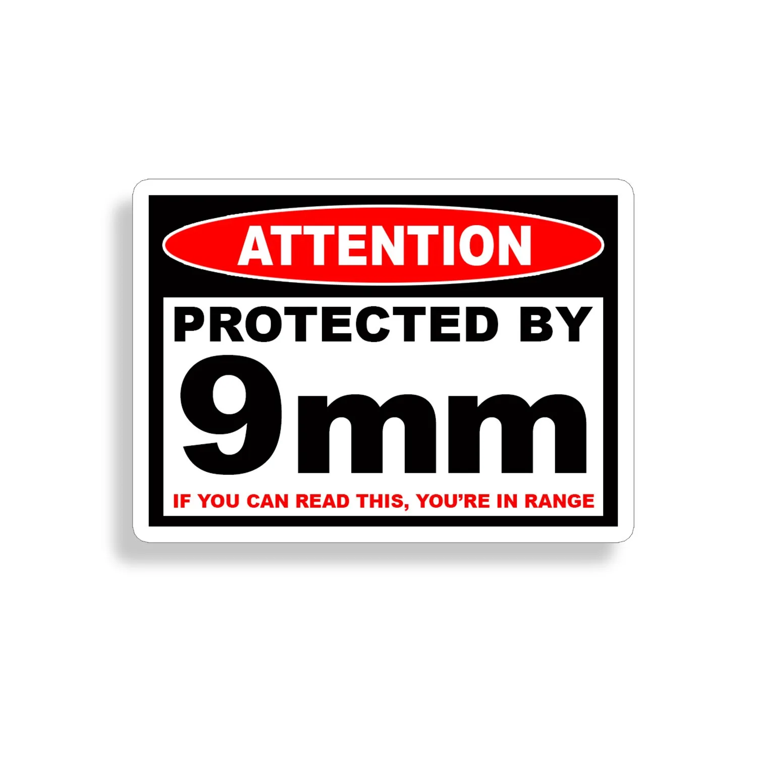 

Protected 9 mm bullet Warning Sticker Pistol Gun Safe 9 Car Vehicle Window Decal