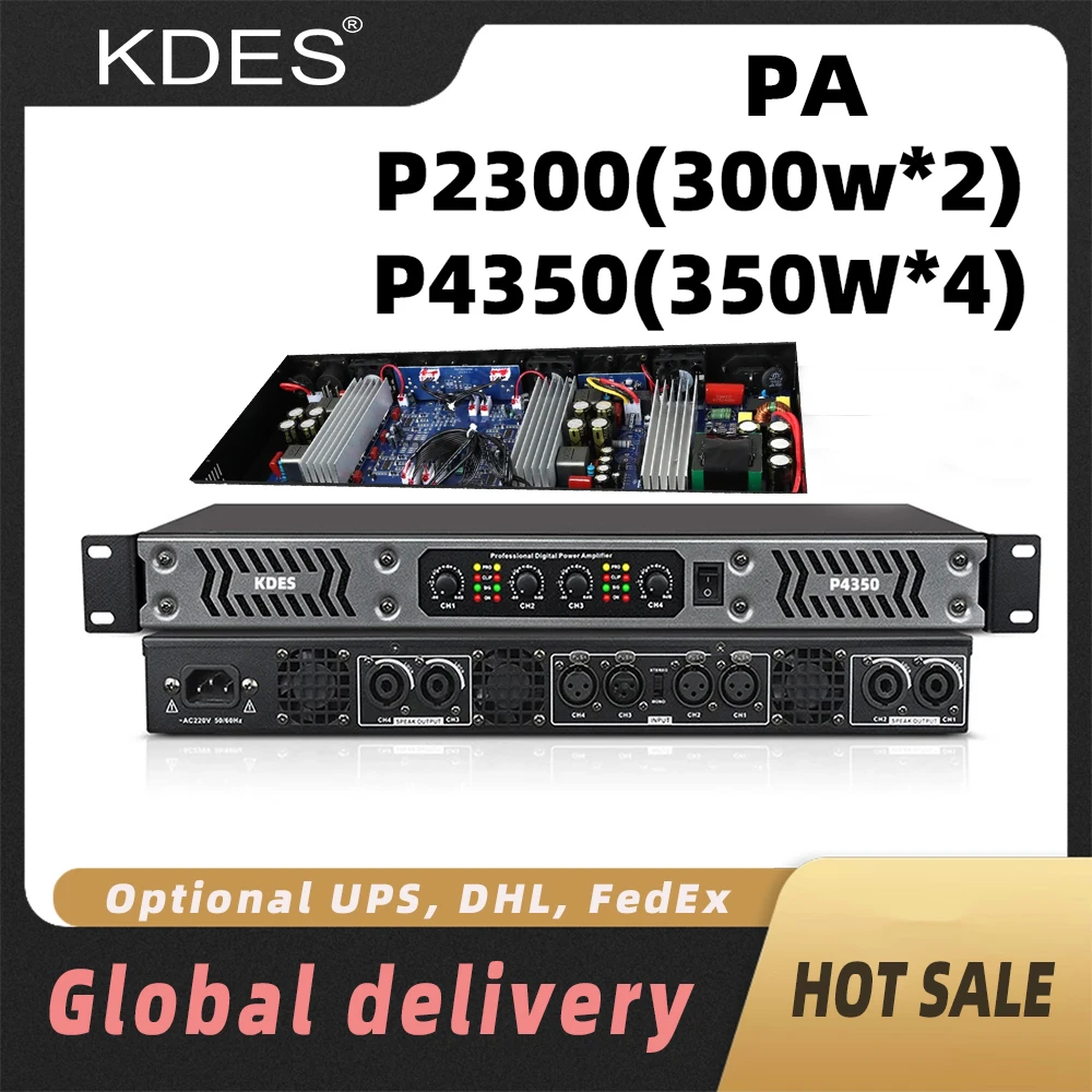 

KDES 2-Channel Power Amplifier (8Ω) 300W And 4-Channel (8Ω) 350W Class D Digital 1U DJ Stage Performance Amplifiers