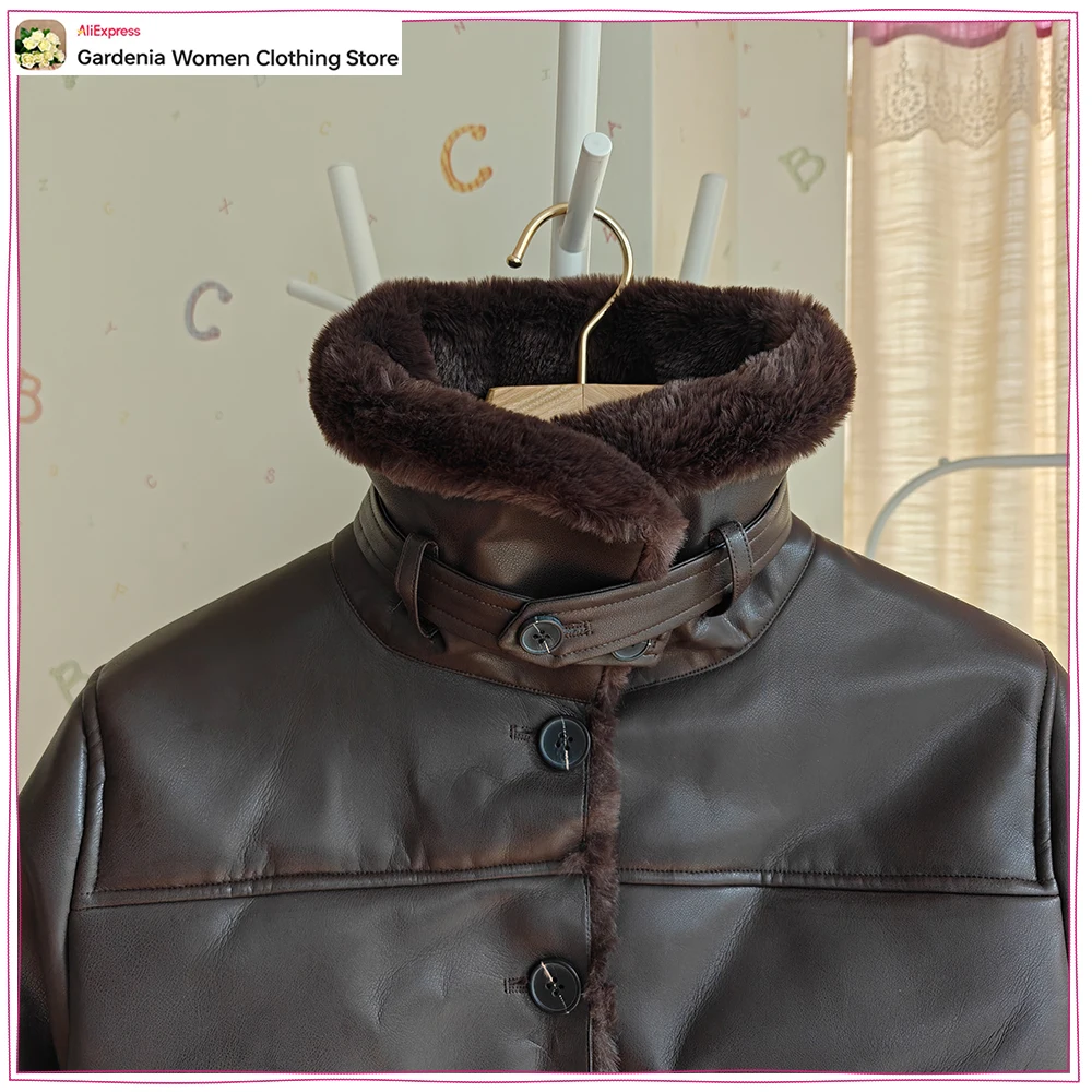 Elegant Chic Double Faced Faux Fur Jackets for Women New in Fashion Buttoned Jacket with Patch Pockets and Tonal Faux Fur Inside