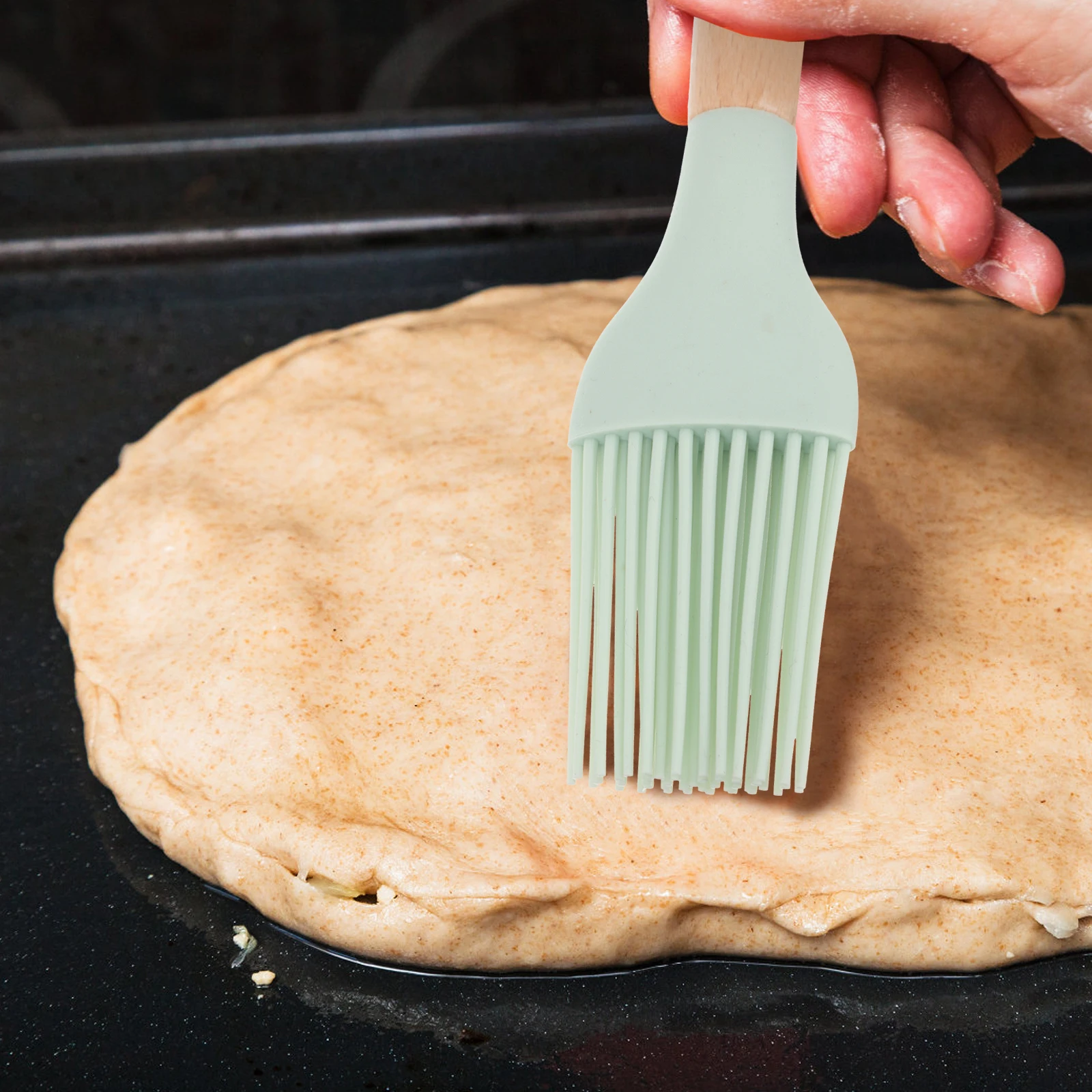 

2pcs Baking Oil Brush Silicone Kitchen Basting Tool For Grilling Bbq Cooking Pastry Brush Multi-Purpose Non-Stick Reusable