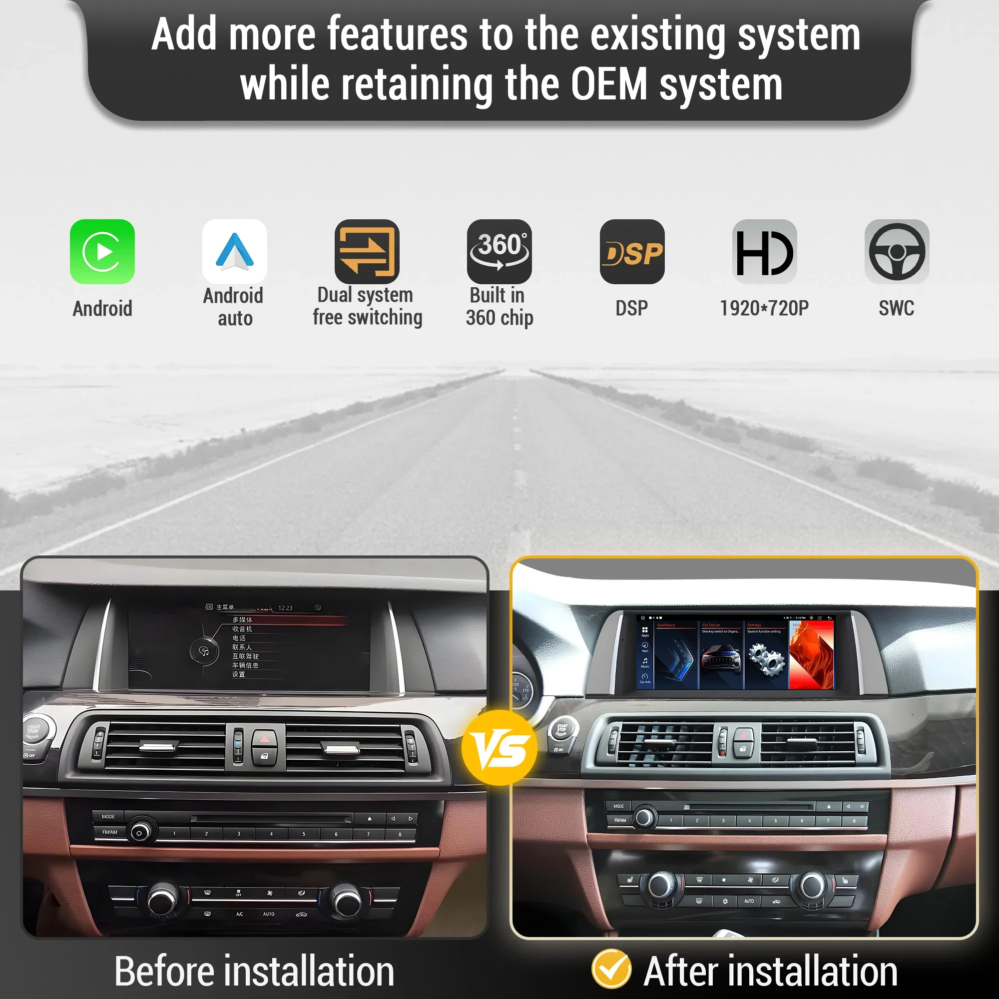 10.25 inch Android 13 Autoradio Voor BMW 5 serie F07 GT 2010-2017 GPS Draadloze Bluetooth Carplay Snapdragon 680 Head Unit Scherm