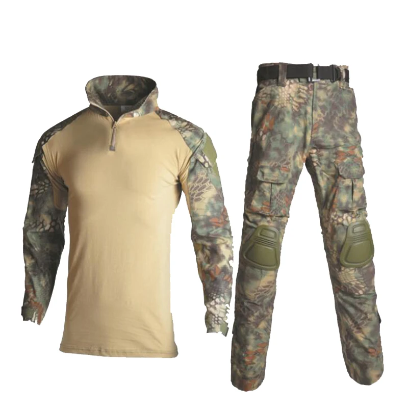 Hunting Clothes Uniform Shirt Pants With Knee Elbow Pads Outdoor Sport Ghillie Suit Frog Set