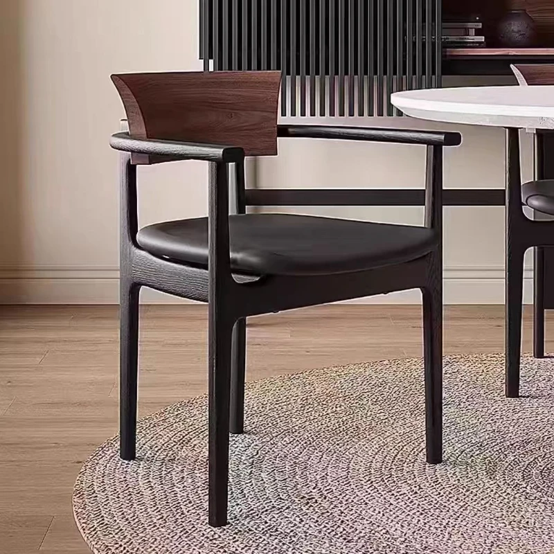 Solid wood dining chair Home designer Hotel leisure negotiation Tea chair Nordic ash wood back chair High elastic soft bag