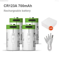 4PCS Rechargeable CR123A Batteries 3.7V 16340 CR17345 Li-ion Battery for Laser Pen and LED Flashlight + USB Charging Cable