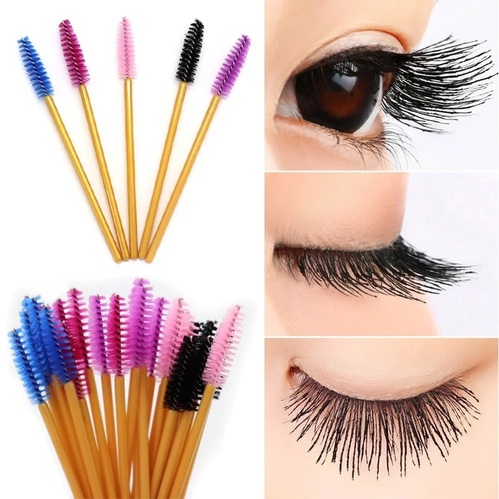 50 pcs Silicone Crystal Mascara Wands Applicator Disposable Diamond Eyelash Brushes Comb For Women Beauty Makeup Brush Tools