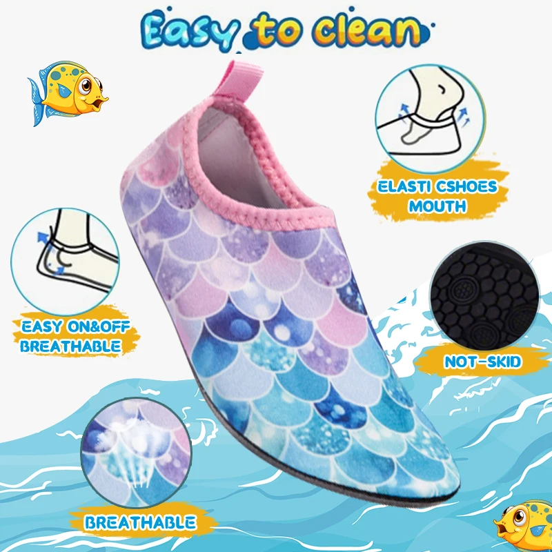 Kinder Wasser Sport Strand Schwimmen Socken Mädchen Dünne Multi Drucke Anti Slip Fitness Yoga Tanz Schwimmen Surfen Tauchen Unterwasser Schuhe – Detail 9