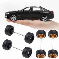 1/64 Model Car Wheels Plastic For Hotwheels With Rubber Tires Basic ABS Modified Parts Vehicle Toys Tomica Mini Wheels