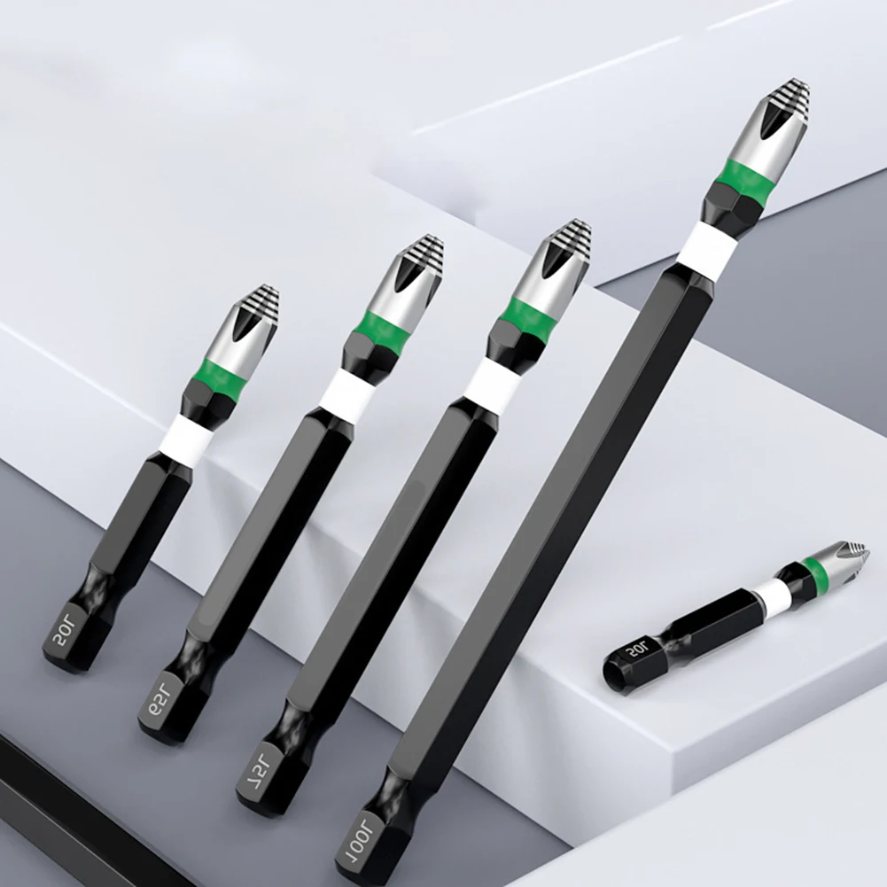 Magnetic Drill Bit Set Hex Shank Shock Resistant Non Slip Textured Head for Secure Screw Placement and Reduced Slippage