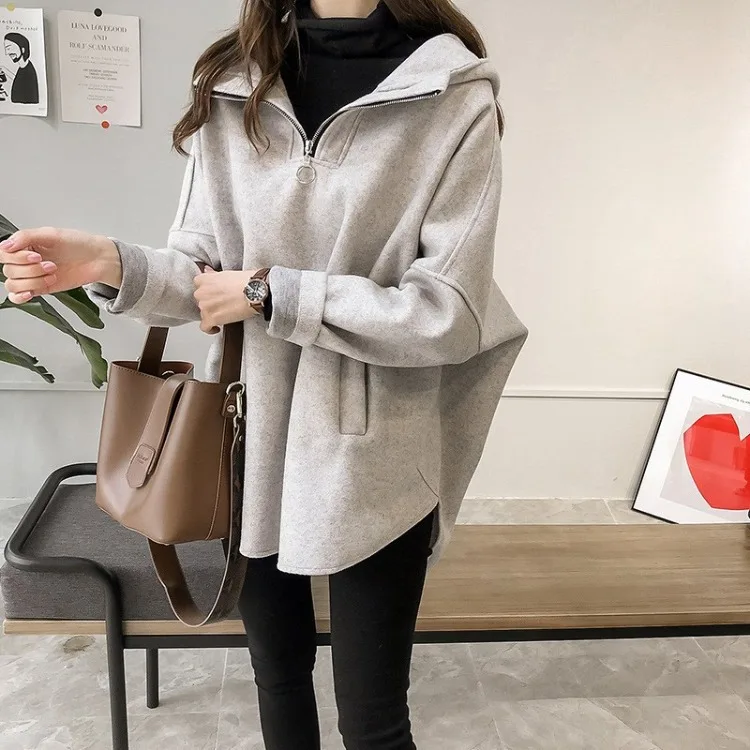 2024 Winter Clothing New Loose Casual Hooded Sweatshirt With Long Sleeved Top And Hong Kong Style Thickened Jacket