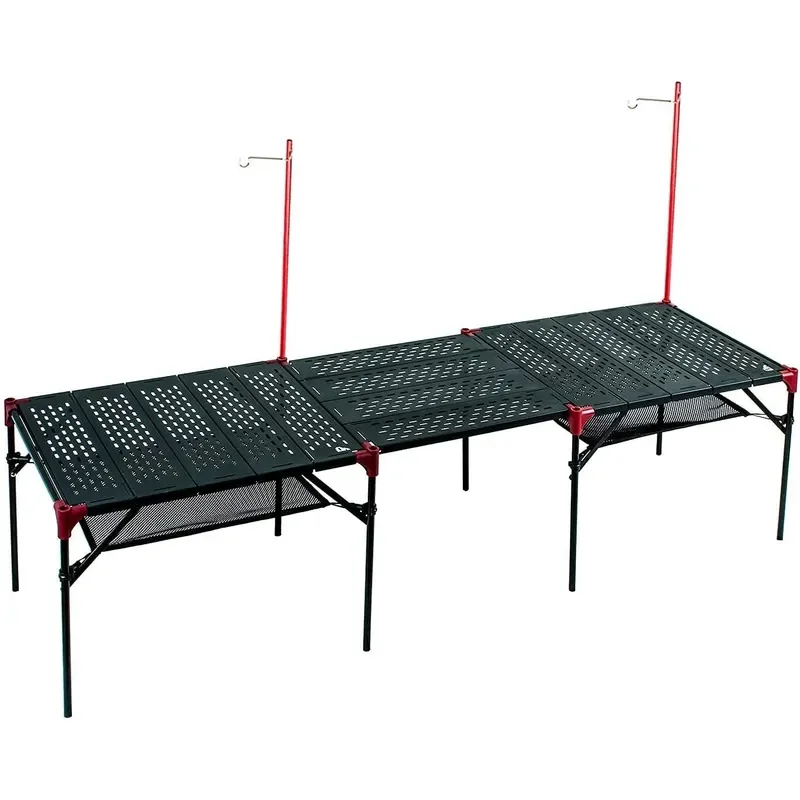 2 Extendable Folding Table and 1 Pack Connecting Plates and 2 Lantern Hanger Bundle Ultralight Compact for Many Person