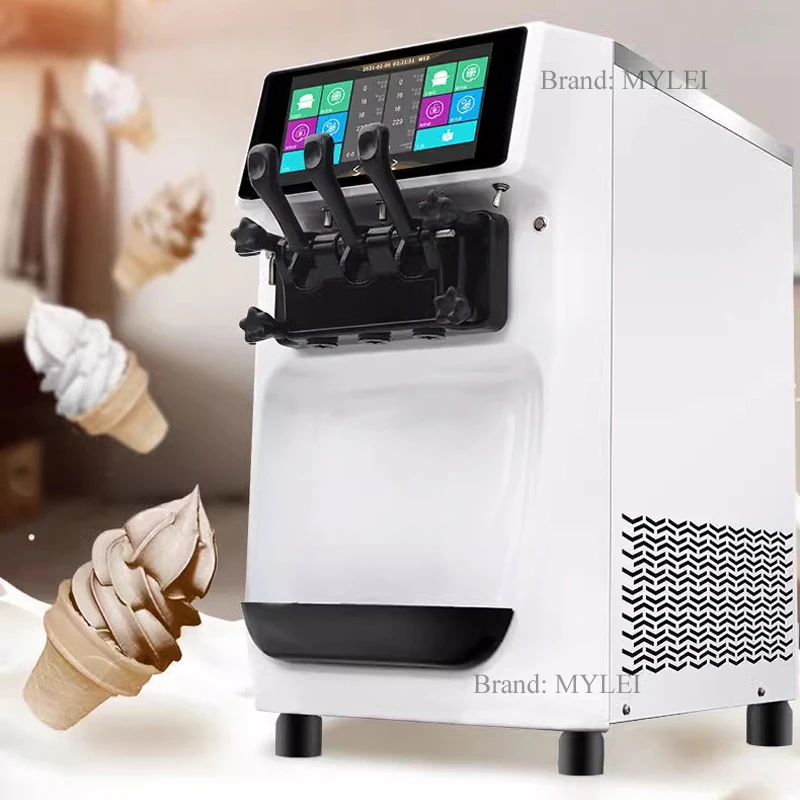 Three flavors of high-end stainless steel commercial soft ice cream machine frozen yogurt ice cream machine for sale