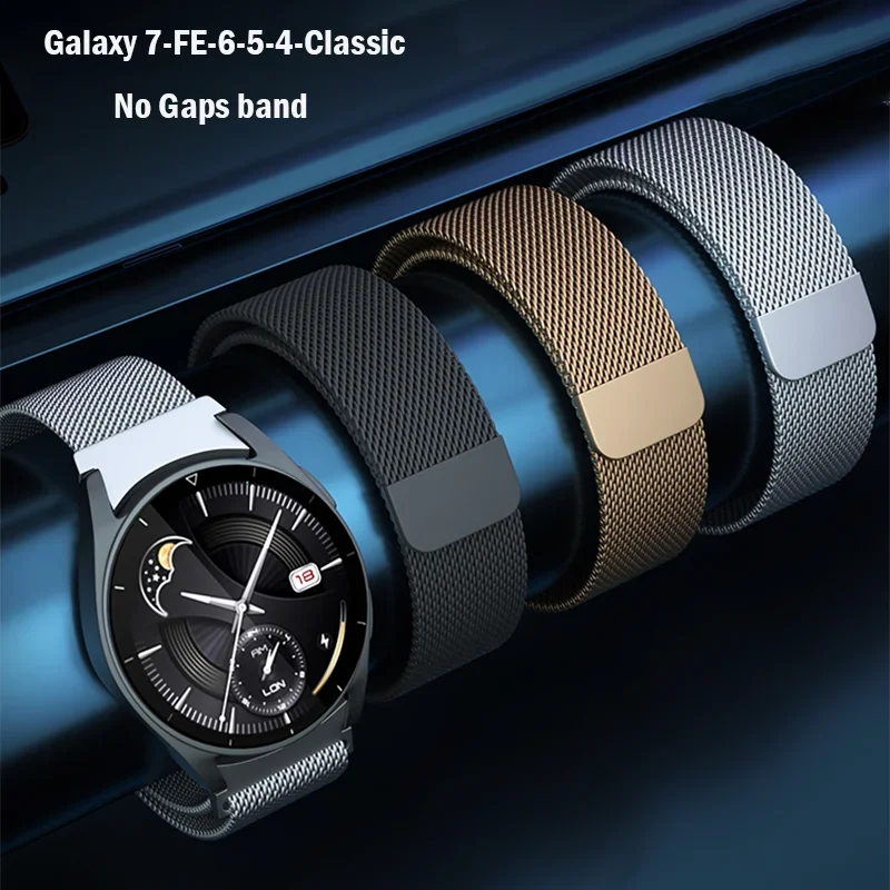 No Gaps Band For Samsung Galaxy Watch 6/4/5/5 pro 44mm 40mm 20mm Milanese Loop Bracelet Galaxy Watch 4-6 classic 43mm 47mm Band