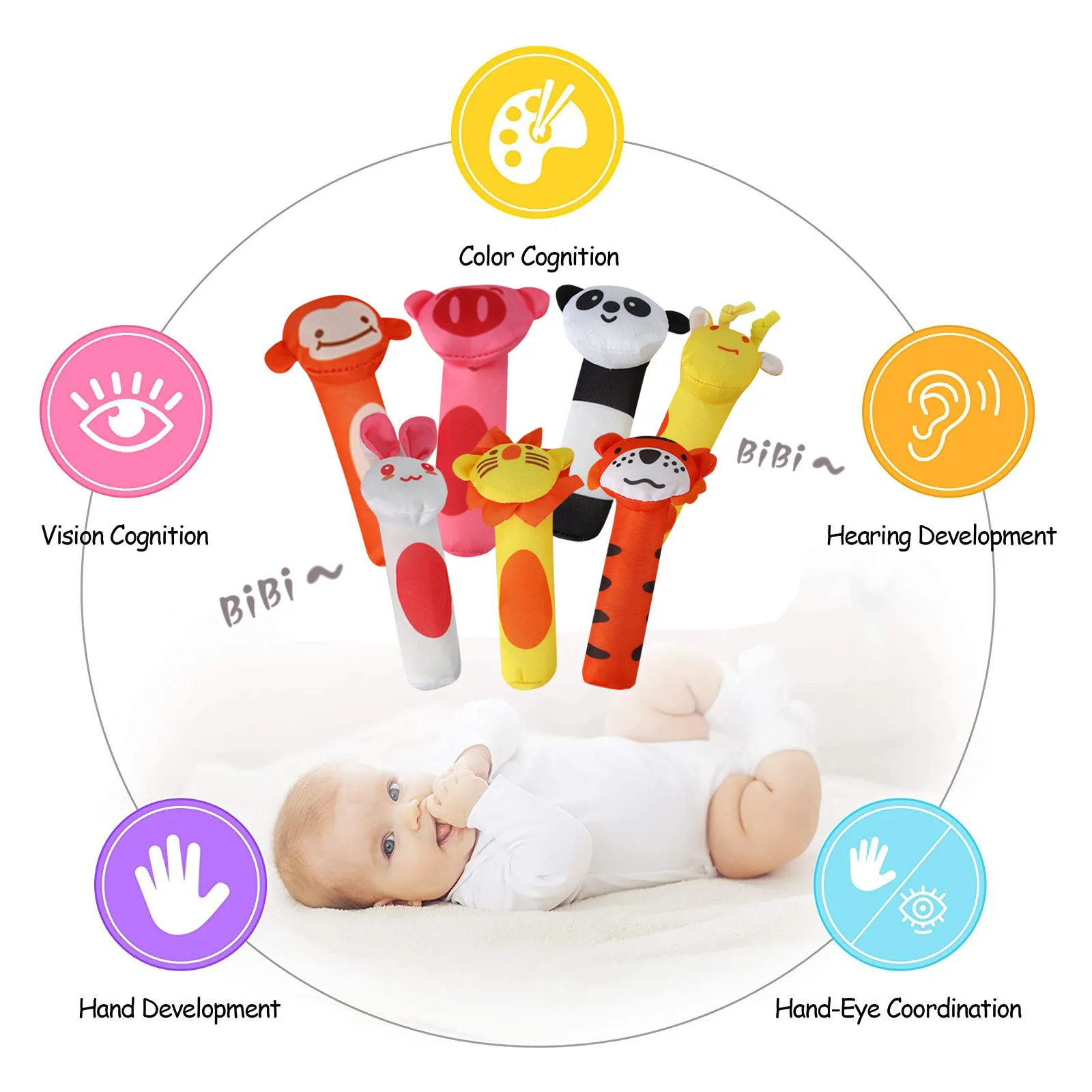 Newborn Baby Toys Soft Baby Rattles Shaker Infant Developmental Hand Grip Baby Toys Cute Stuffed Animal With Sound Newborn Gift