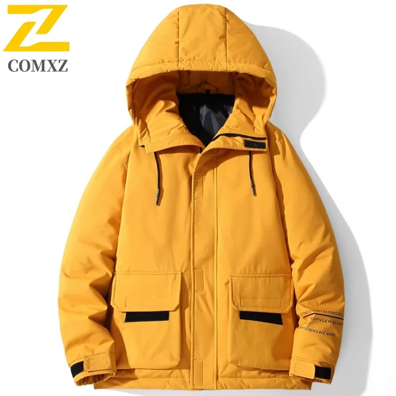 COMXZ Men'sWarm Thick Puffer Jacket 2025 Fashion Trendy Windproof Skiing Winter Jacket Travel Lightweight Down Jacket  Clothing
