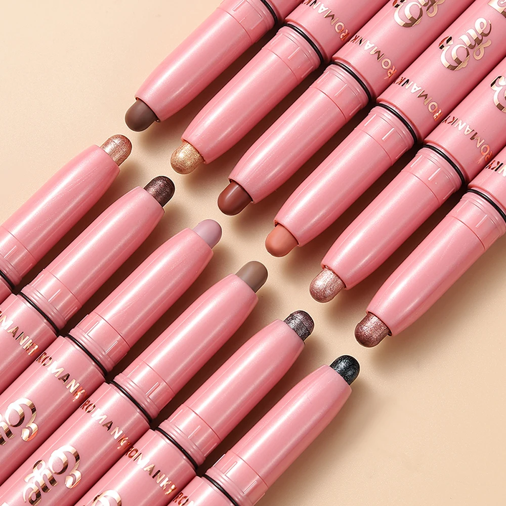 マット効果アイシャドウスティックセット,長持ち,多目的,光沢,金属,シャマー,強調表示,6個