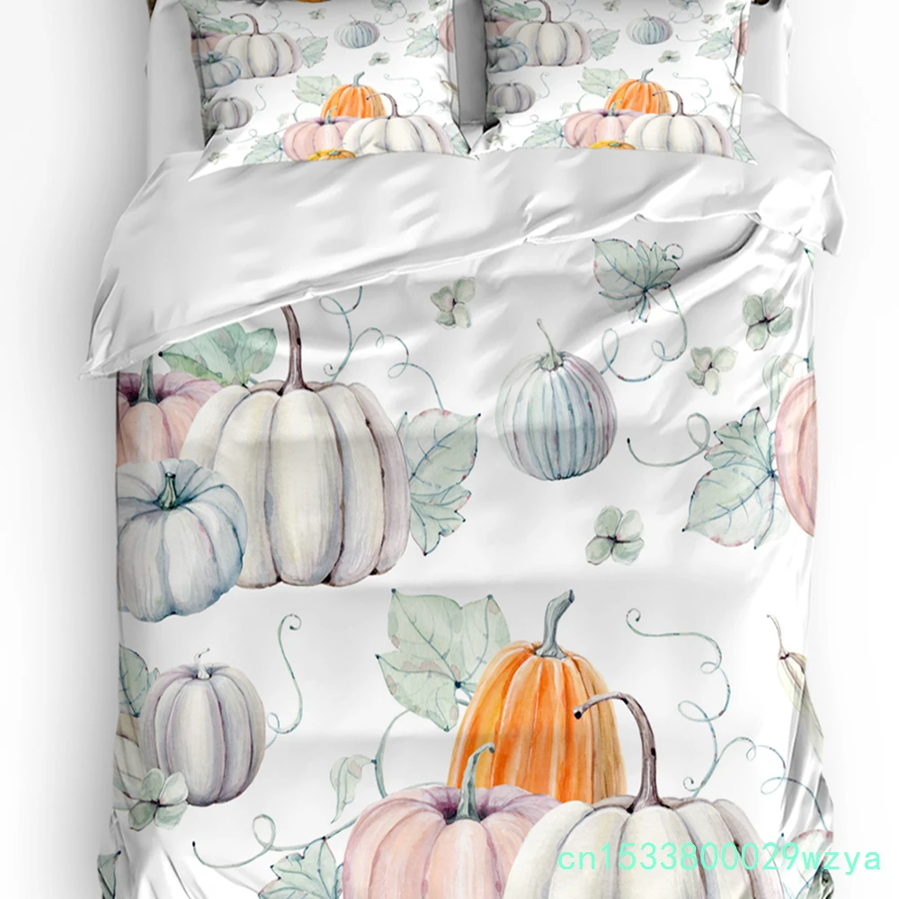 Maple Leaf Dots Autumn Art Printed Comfort Duvet Cover Pillow Case Home Textile Quilt Cover Boy Kid Teen Girl 3pcs Bedding Set