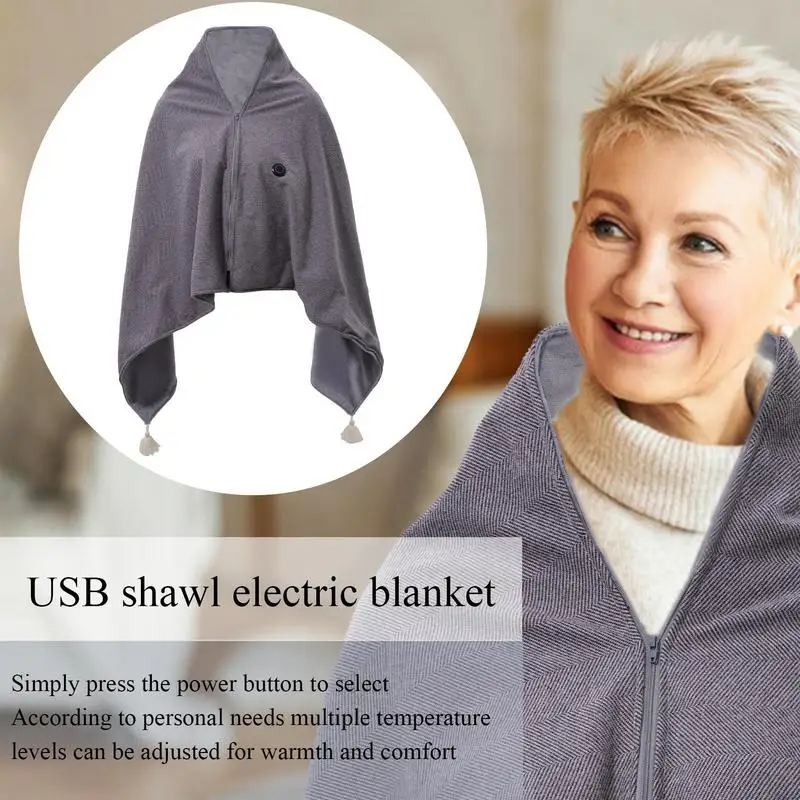 new outdoor USB shawl Electric Heated Blanket 3 Heating Levels plush Heated Mat Portable Wearable Body Warmer Blanket for home