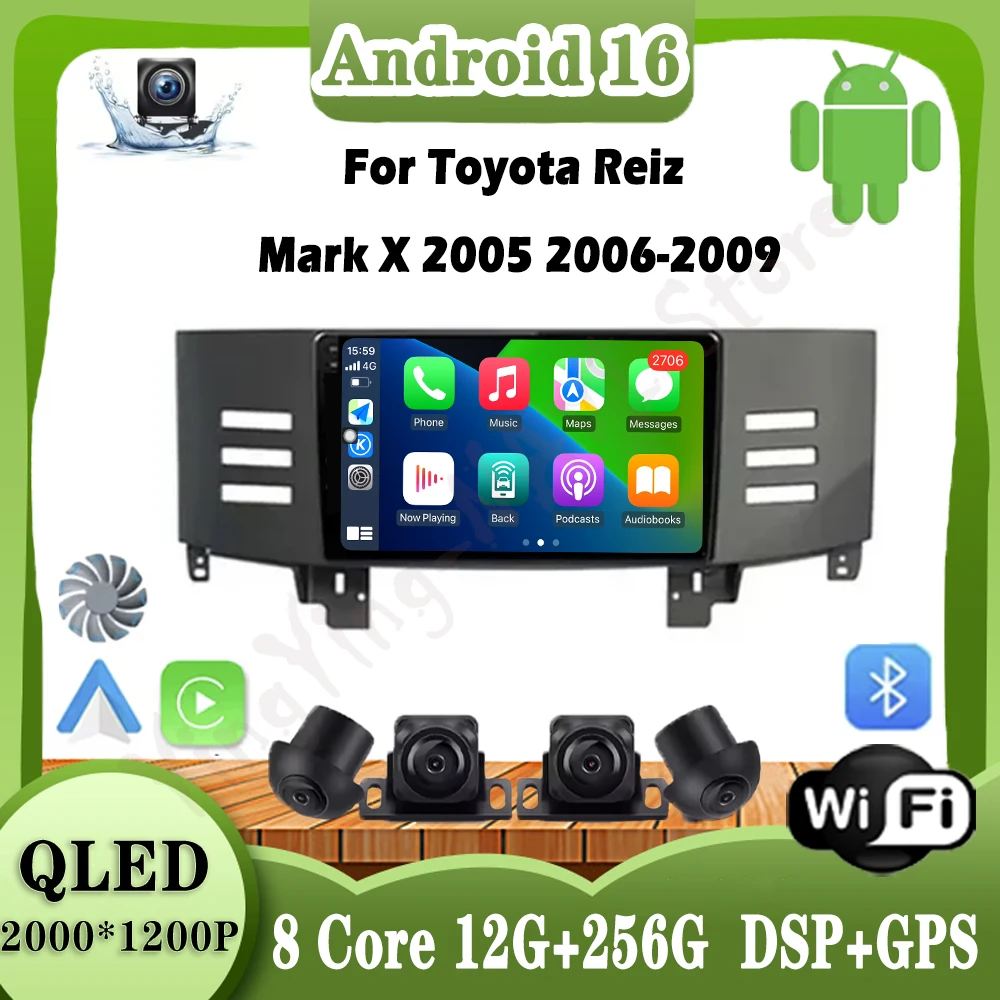 

9-дюймовый для Toyota Reiz Mark X 2005 2006-2009 Android 16 автомобильный GPS аудио DSP Carplay плеер Autoradion радио видео