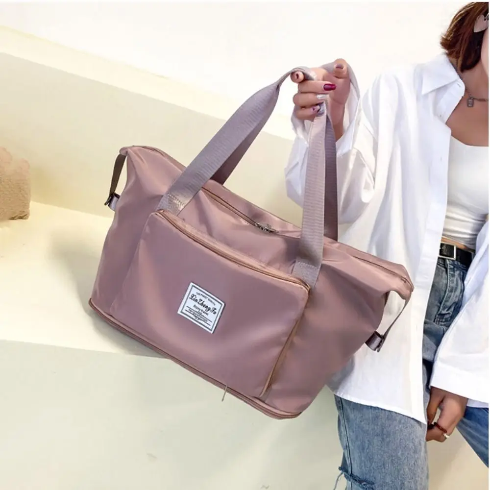 New Oxford Cloth Foldable Travel Bag Rectangle Shape Solid Color Luggage Bags Large Capacity Versatile Luggage Gym