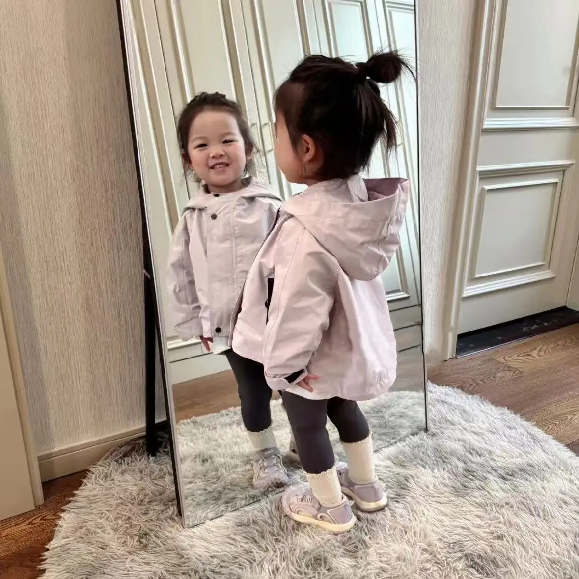 

Baby Girls' Jacket Spring and Autumn Kids Coat New Children's Western Wind resistant Hoodie Outdoor Stormtrooper