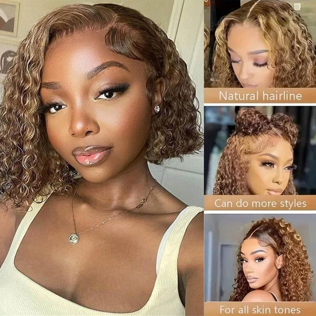 4/27 تسليط الضوء على باروكة من شعر طبيعي بوب شعر مستعار شعر بشري 210 كثافة ارتداء والذهاب شعر مستعار بدون صمغ قبل قطعها للنساء الشعر البرازيلي